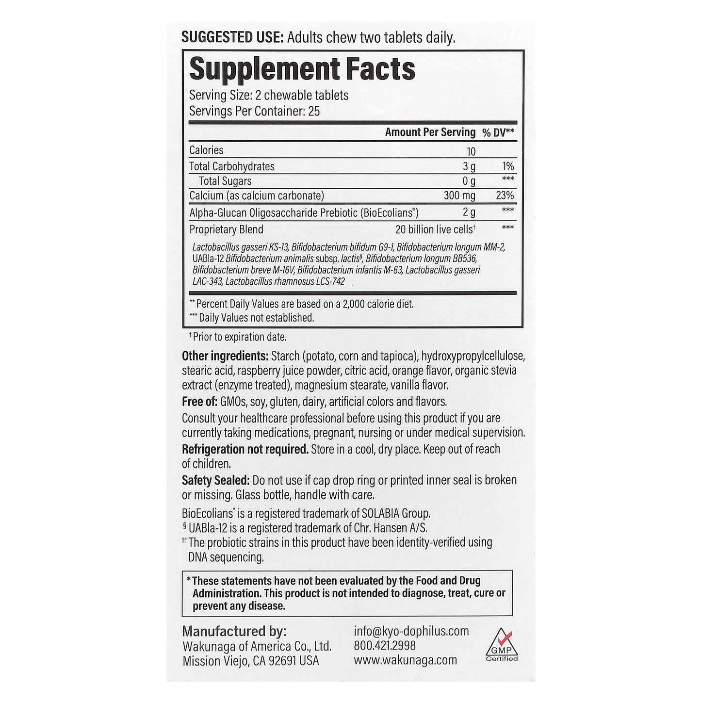 Kyolic, Kyo-Dophilus® Pro+ Synbiotic, Berry Smoothie, 50 Chewable Tablets