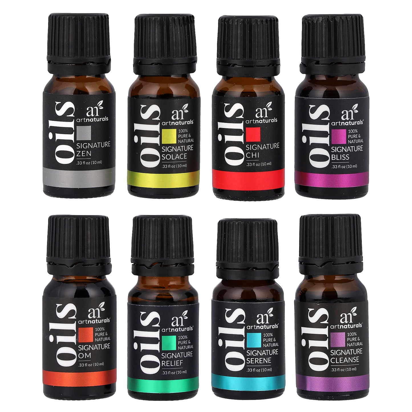 artnaturals, Essential Oils Set, Top 8 Blends, 8 Bottles, 0.33 fl oz (10 ml) Each