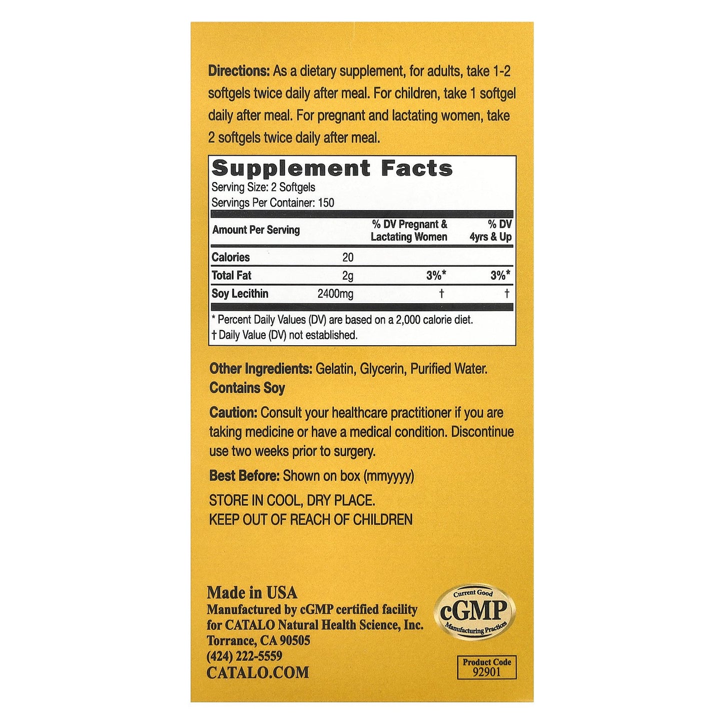 CATALO, Extra Soy Lecithin, 300 Softgels, (1,200 mg per Softgel)