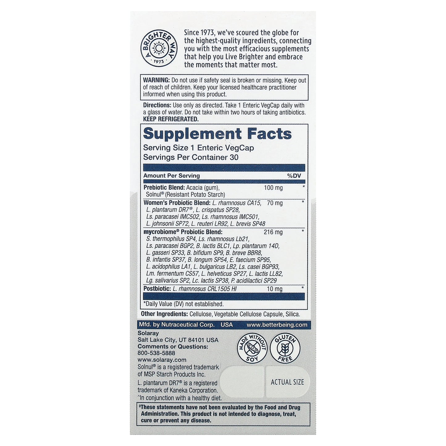 Solaray, Mycrobiome®, Complete Probiotic, Women's, 30 VegCaps