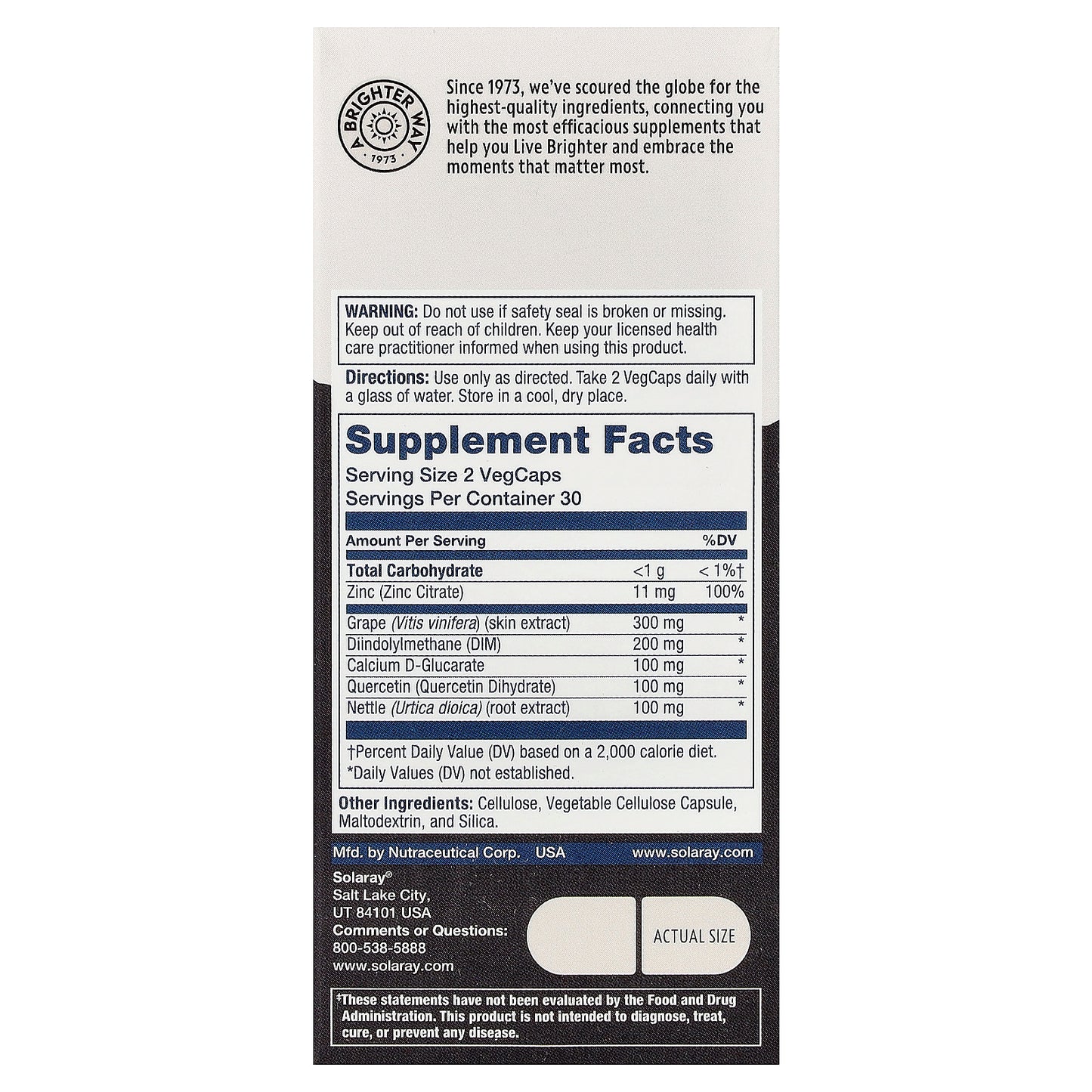 Solaray, Men's DIM Complex, 60 VegCaps