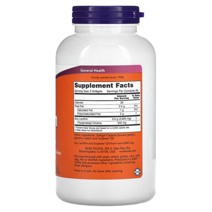 NOW Foods, Non-GMO Lecithin, 200 Softgels