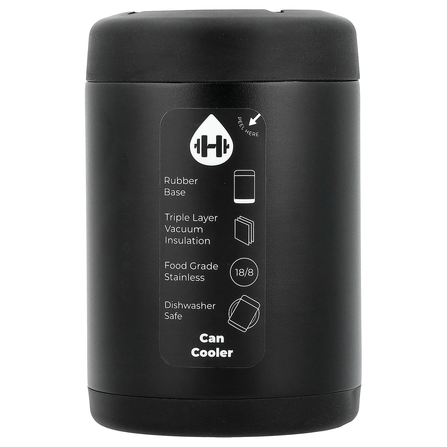 HydroJug, Standard Can Cooler, Black, 12 oz