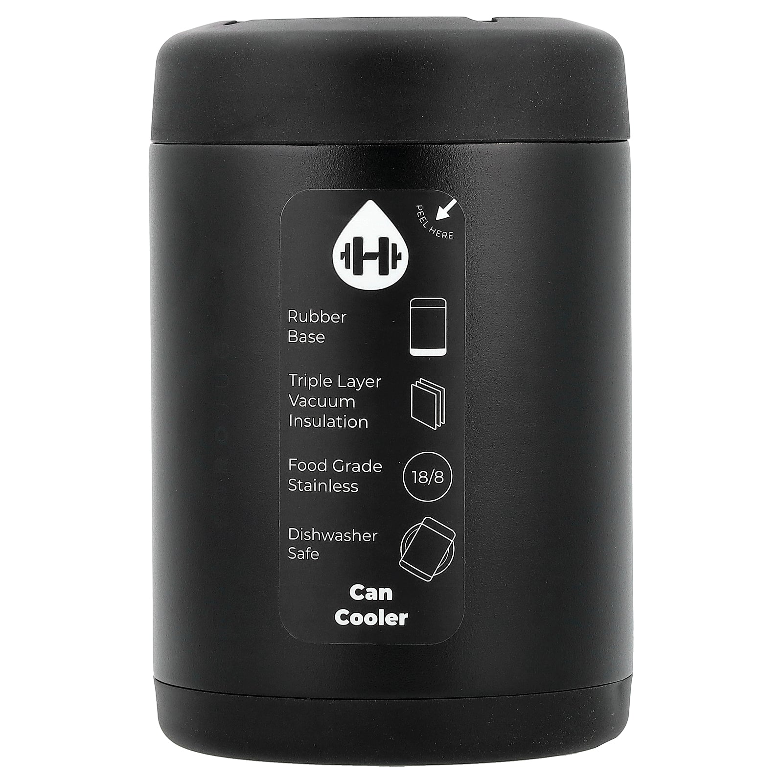 HydroJug, Standard Can Cooler, Black, 12 oz