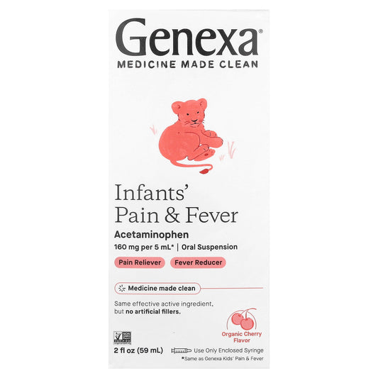 Genexa, Infants' Pain & Fever, Organic Cherry, 160 mg, 2 fl oz (59 ml)