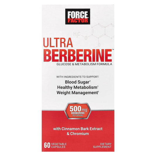 Force Factor, Ultra Berberine, Glucose & Metabolism Formula, 60 Vegetable Capsules (250 mg Per Capsule)