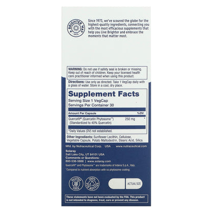Solaray, Quercetin Phytosome, 250 mg, 30 VegCaps