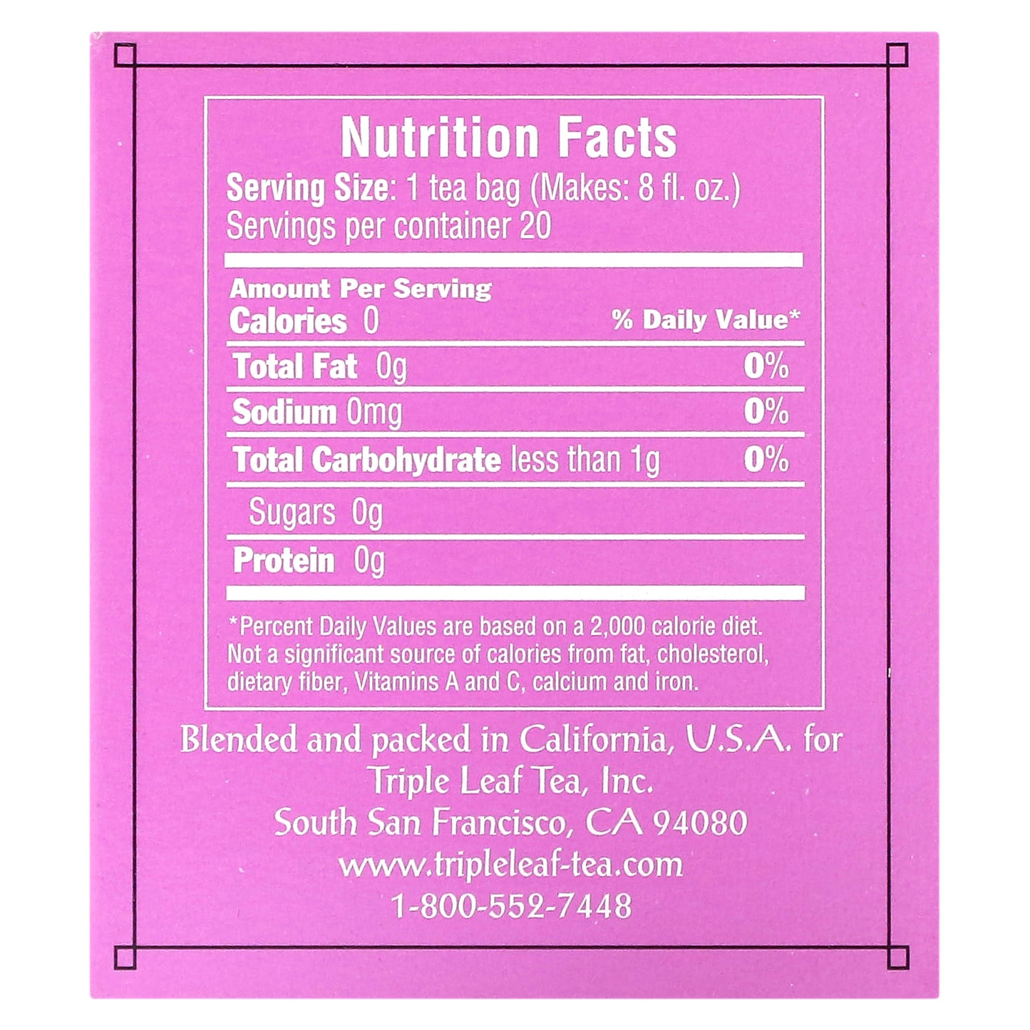 Triple Leaf Tea, Mulberry Leaf Tea, Caffeine-Free, 20 Tea Bags, 1.16 oz (33 g)