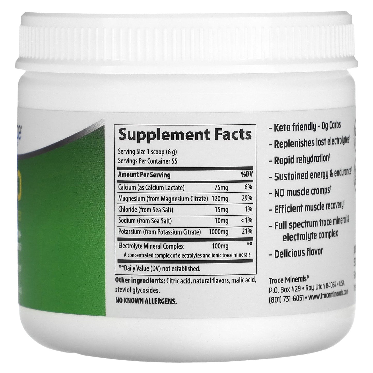 Trace Minerals ®, Keto Electrolyte Powder, Sugar Free, Lemon Lime, 11.6 oz (330 g)