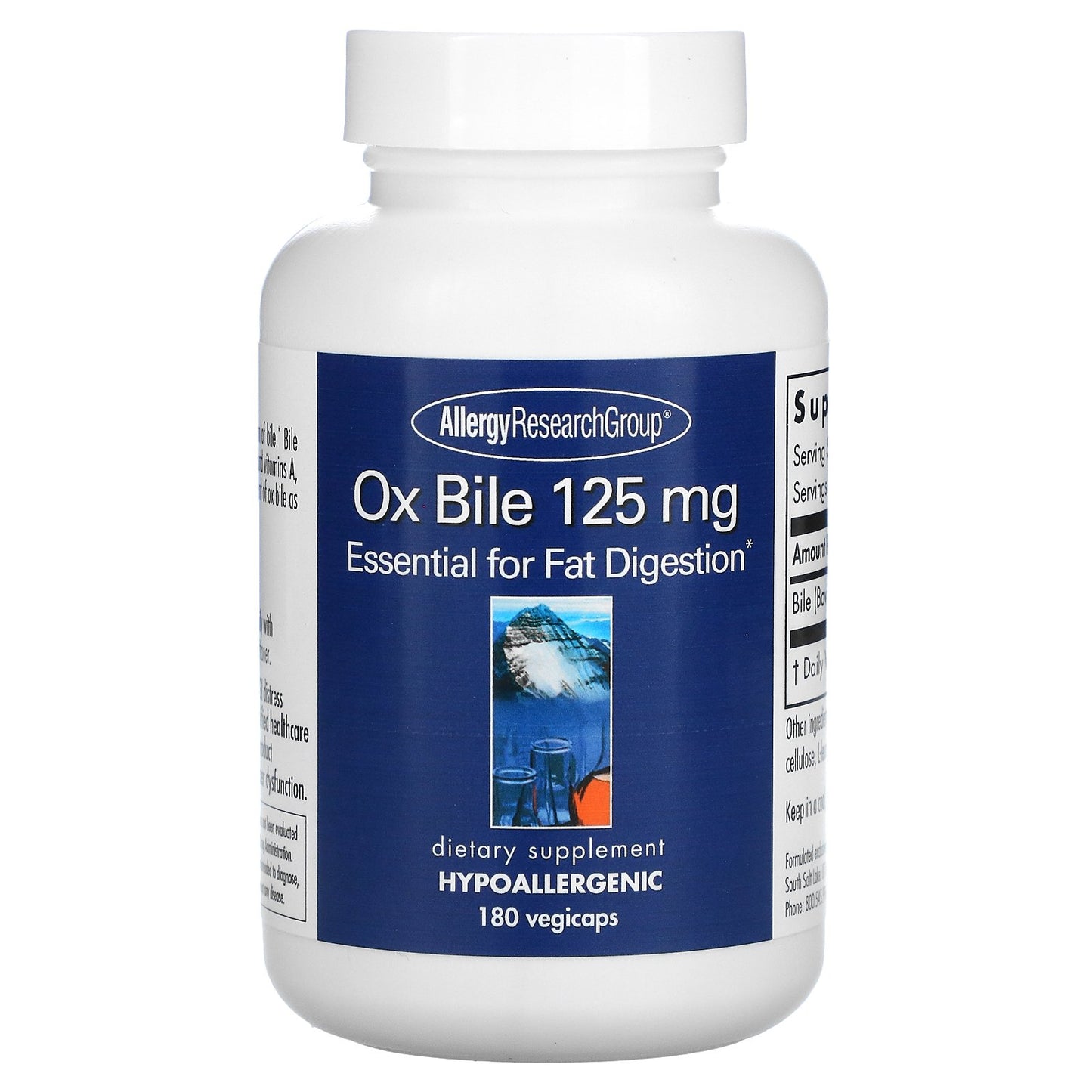 Allergy Research Group, Ox Bile, 125 mg, 180 Vegicaps