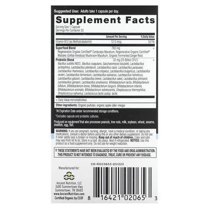 Ancient Nutrition, Once Daily Probiotics, 25 Billion CFU, 30 Capsules