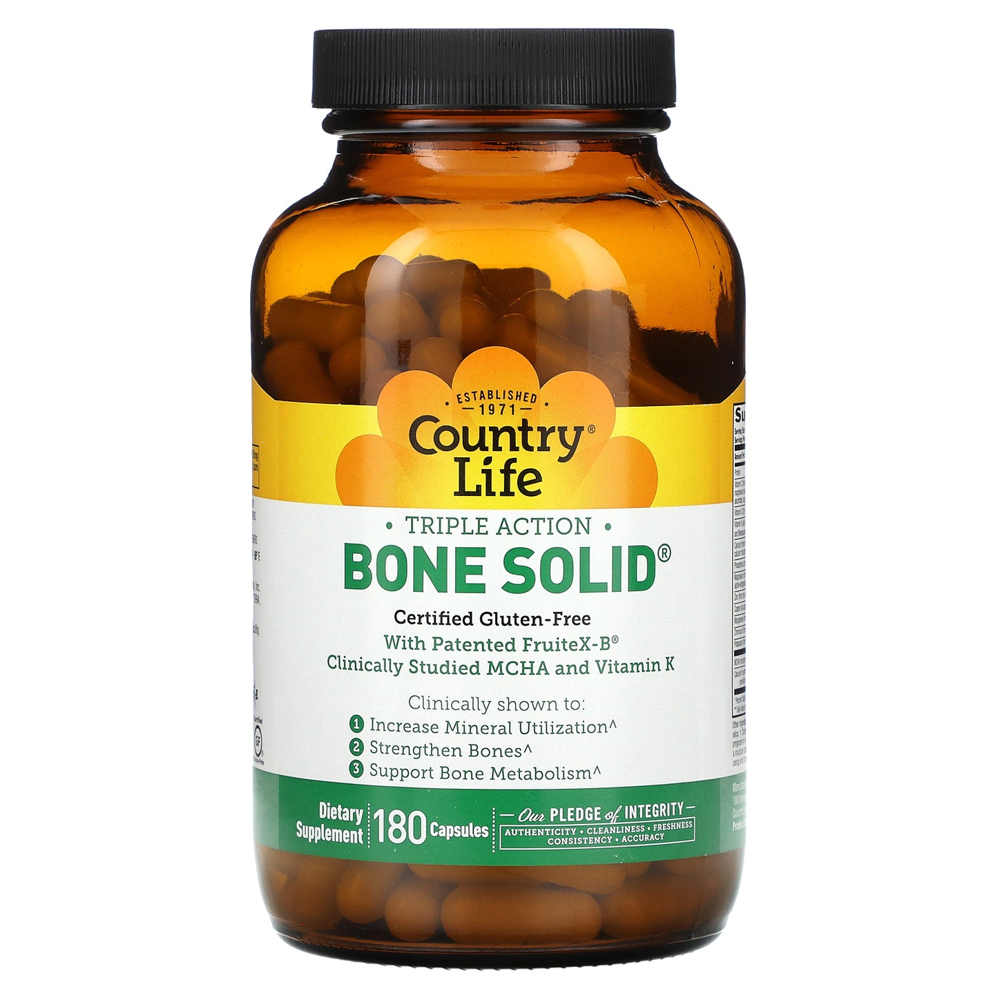 Country Life, Triple Action Bone Solid, 180 Capsules