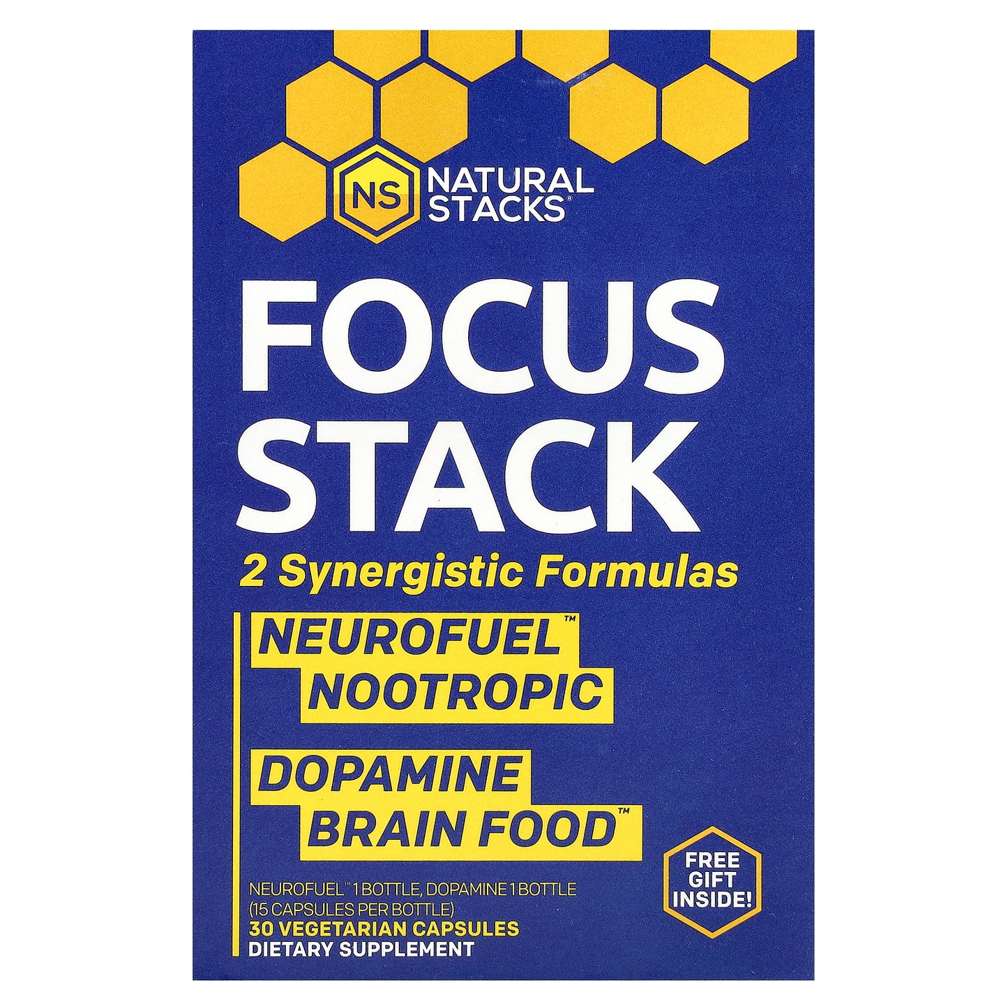 Natural Stacks, Focus Stack, 2 Bottles, 15 Vegetarian Capsules Each