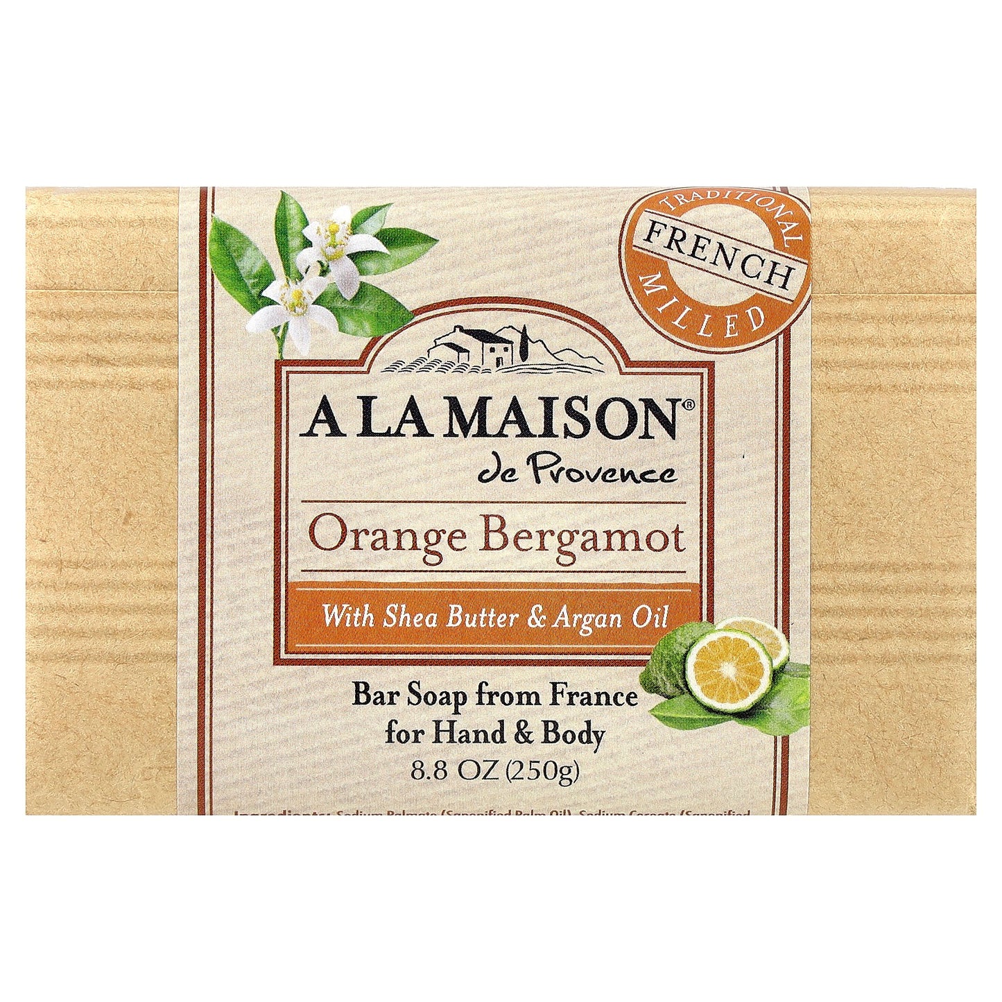 A La Maison de Provence, Hand & Body Bar Soap, Orange Bergamot, 8.8 oz (250 g)