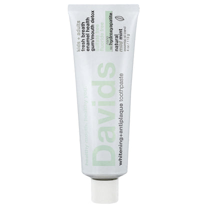 Davids, Kids + Adults Whitening + Antiplaque Toothpaste, Natural Mild Mint, 4 oz (113 g)