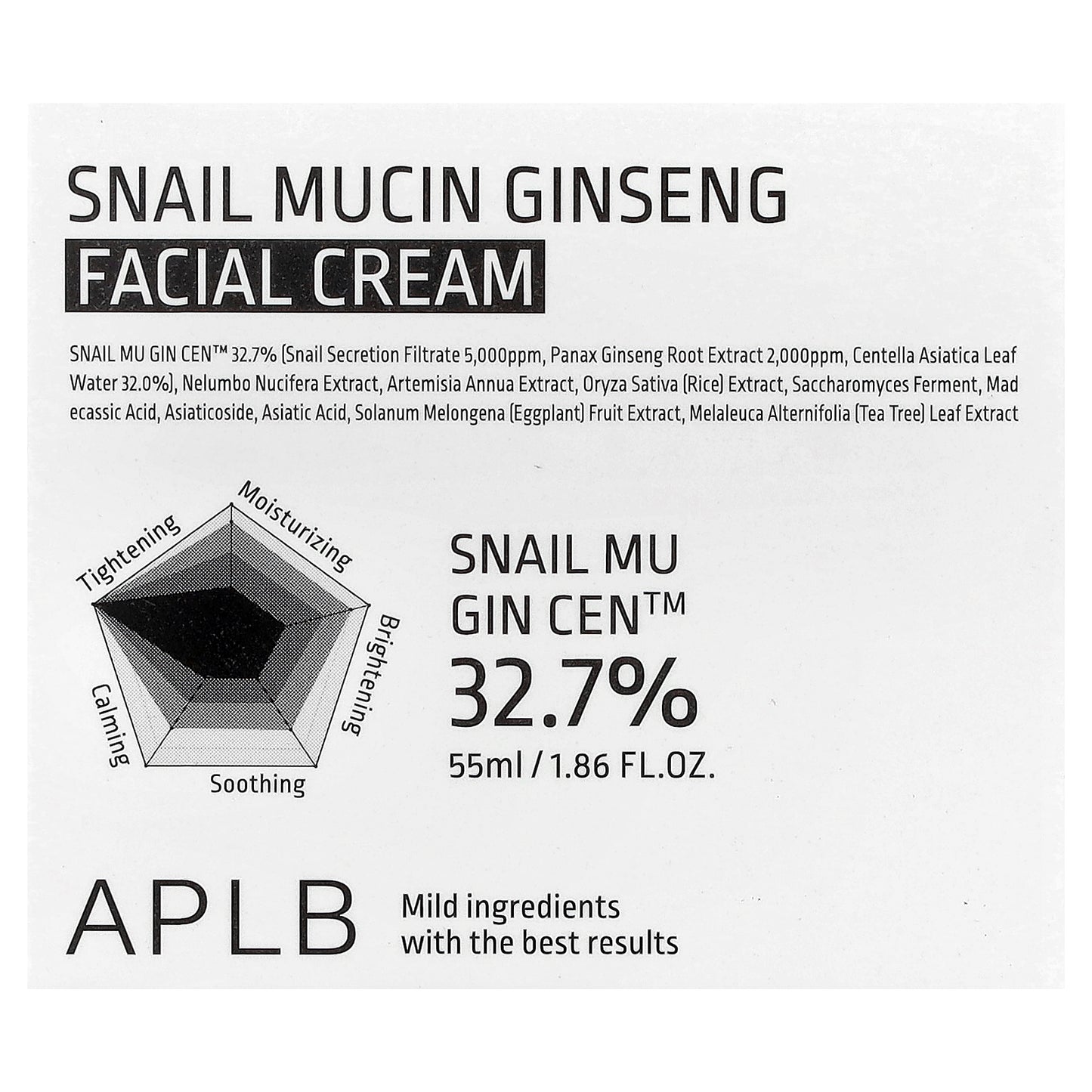 APLB, Snail Mucin Ginseng Facial Cream, 1.86 fl oz (55 ml)