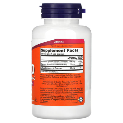 NOW Foods, C-500, Calcium Ascorbate-C, 100 Veg Capsules