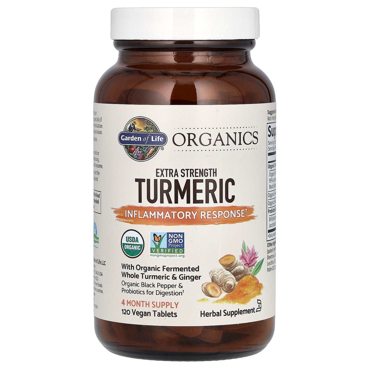 Garden of Life, Organics, Extra Strength Turmeric, Inflammatory Response, 120 Vegan Tablets