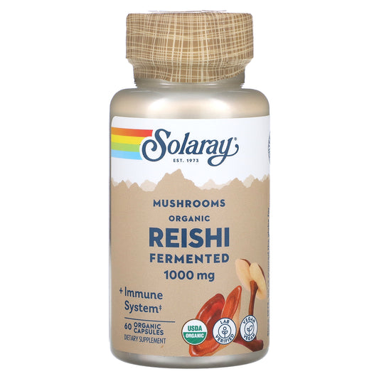 Solaray, Fermented Reishi Mushroom, 1,000 mg, 60 Organic Capsules (500 mg per Capsule)