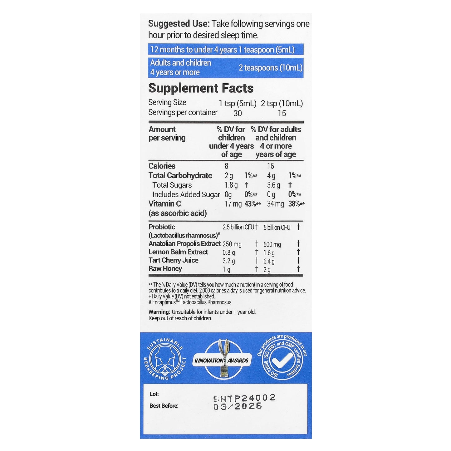 Bee & You, Propolis Immune, NightTime Syrup, For Children & Adults , 5 fl oz (150 ml)