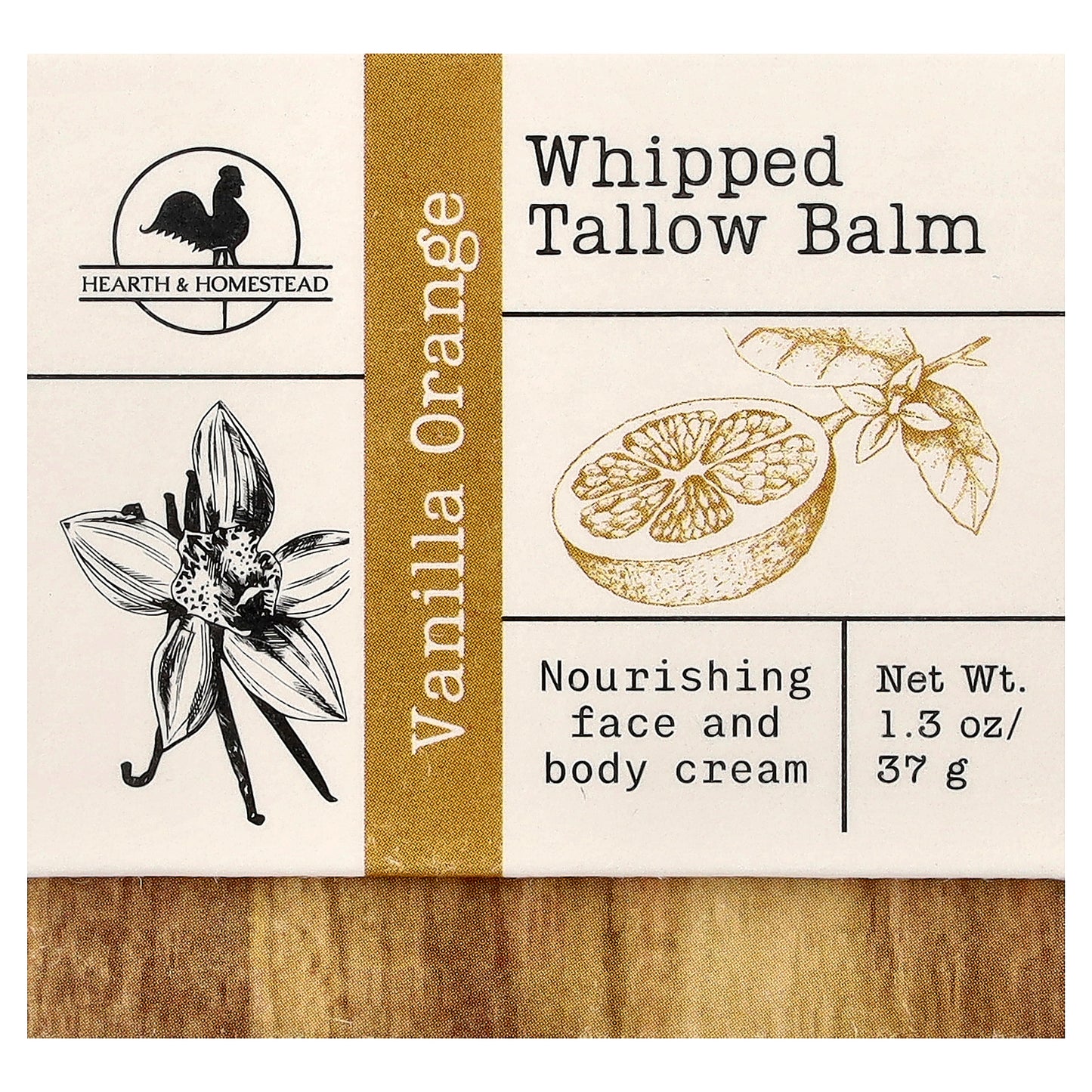 Hearth and Homestead, Whipped Tallow Balm, Vanilla Orange, 1.3 oz (37 g)