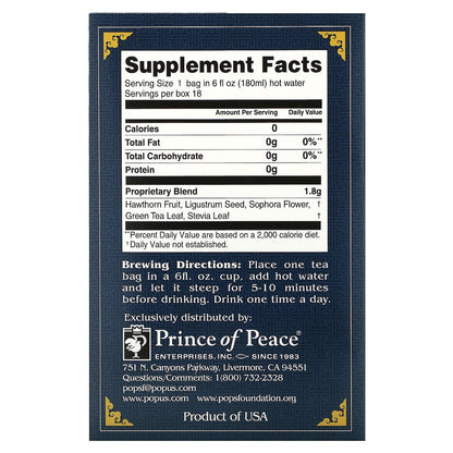 Prince of Peace, Herbal Tea, Blood Pressure, 18 Tea Bags, 1.14 oz (32.4 g)