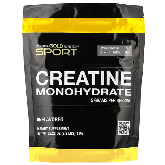 California Gold Nutrition, Sport, Creatine Monohydrate, Unflavored, 2.2 lbs (1 kg)