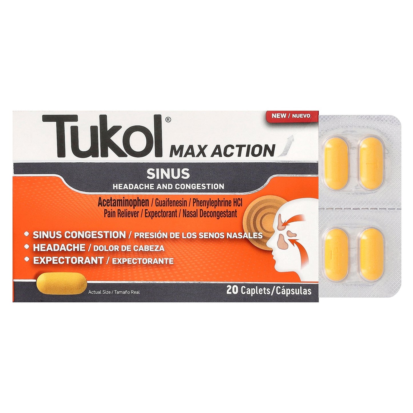 Tukol, Max Action, Sinus, 20 Caplets