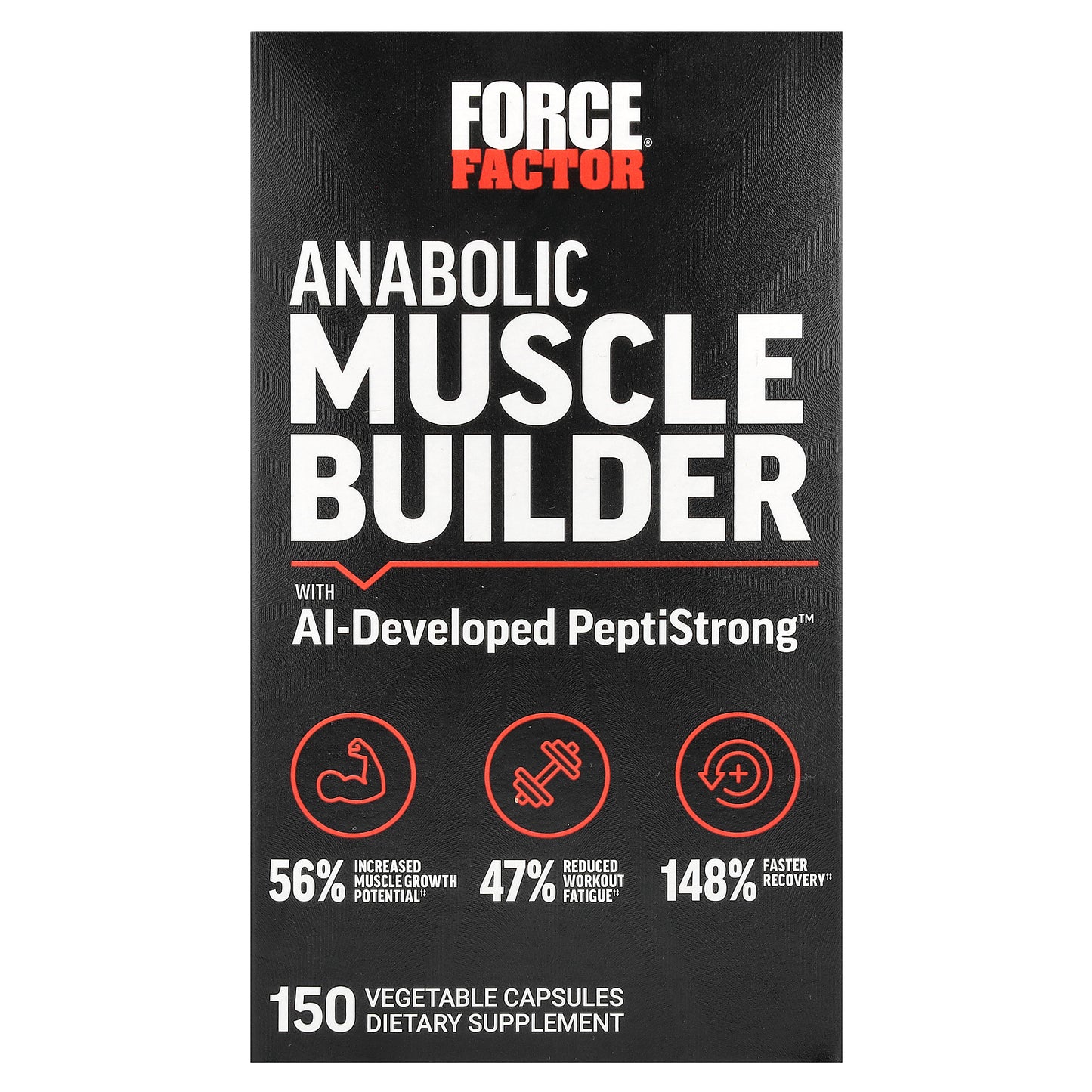 Force Factor, Anabolic Muscle Builder With AI-Developed PeptiStrong, 150 Vegetable Capsules