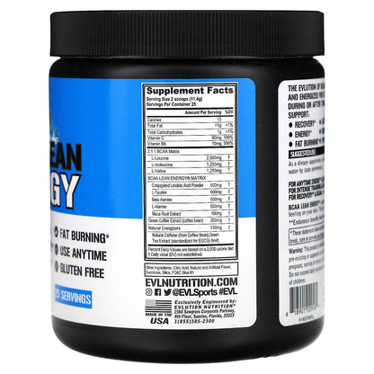 EVLution Nutrition, BCAA Lean Energy, Blue Raz, 10.1 oz (285 g)