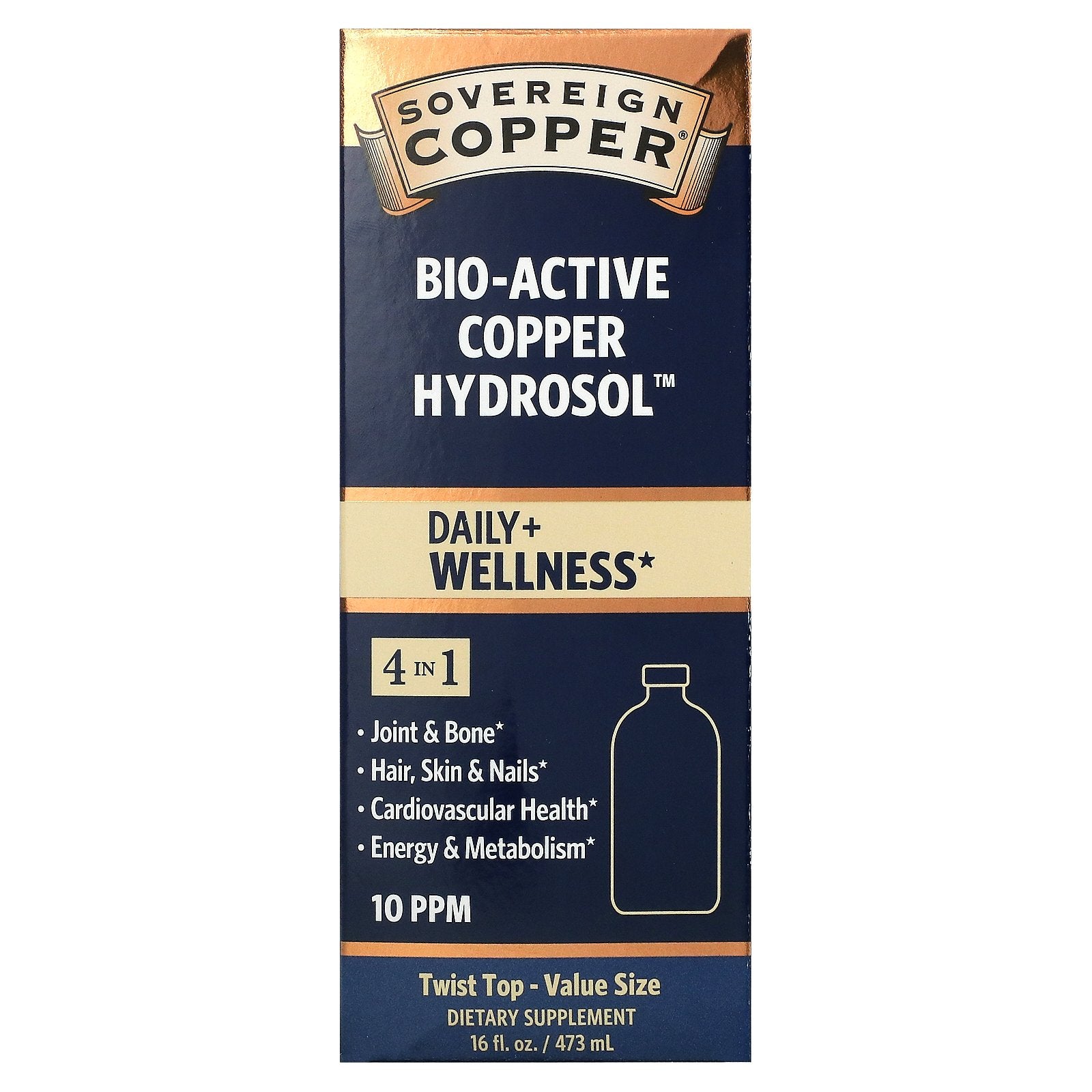 Sovereign Silver, Bio-Active Copper Hydrosol™, 10 PPM, 16 fl oz (473 ml)