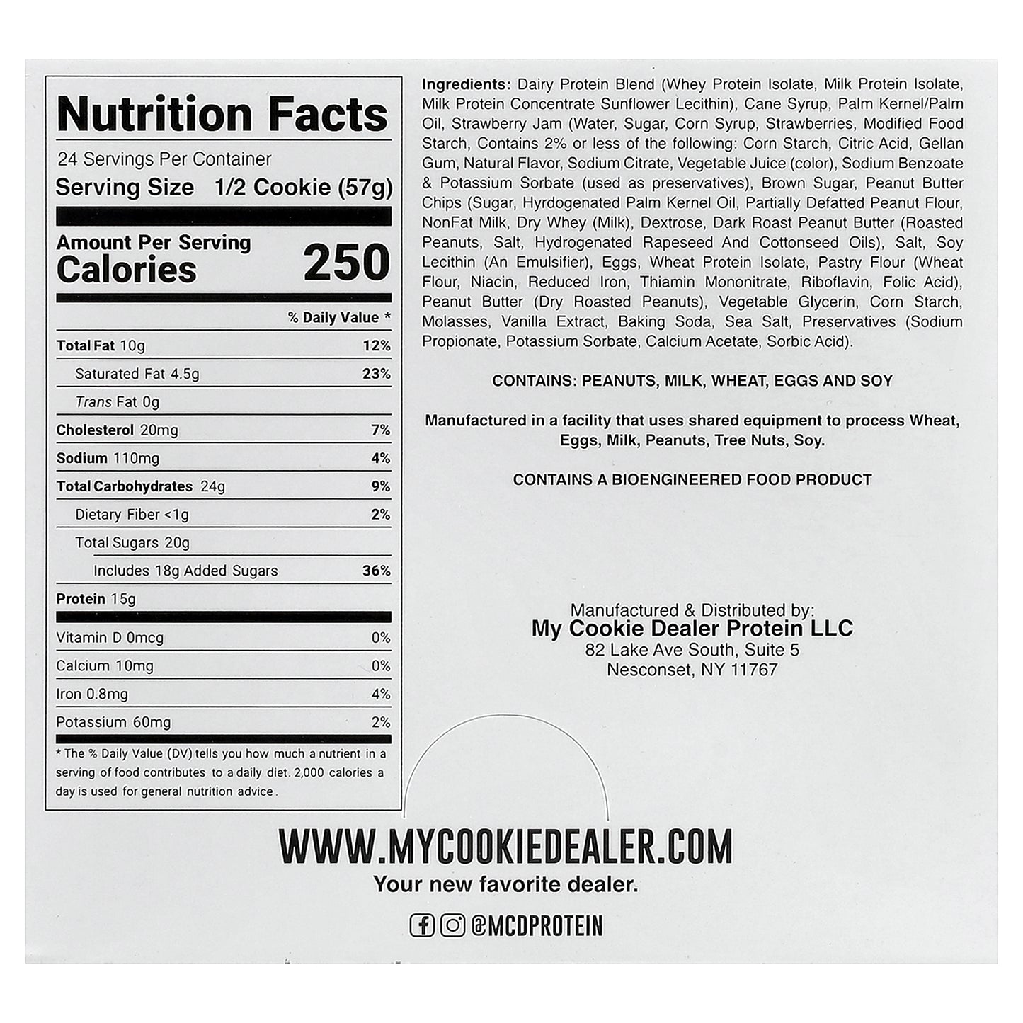 My Cookie Dealer Protein, Protein Cookie, Peanut Butter & Jelly, 12 Cookies, 4 oz (113 g) Each