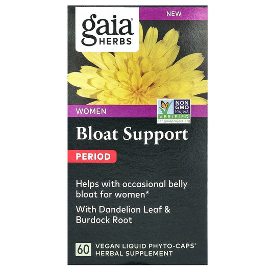 Gaia Herbs, Women, Bloat Support, Period, 60 Vegan Liquid Phyto-Caps