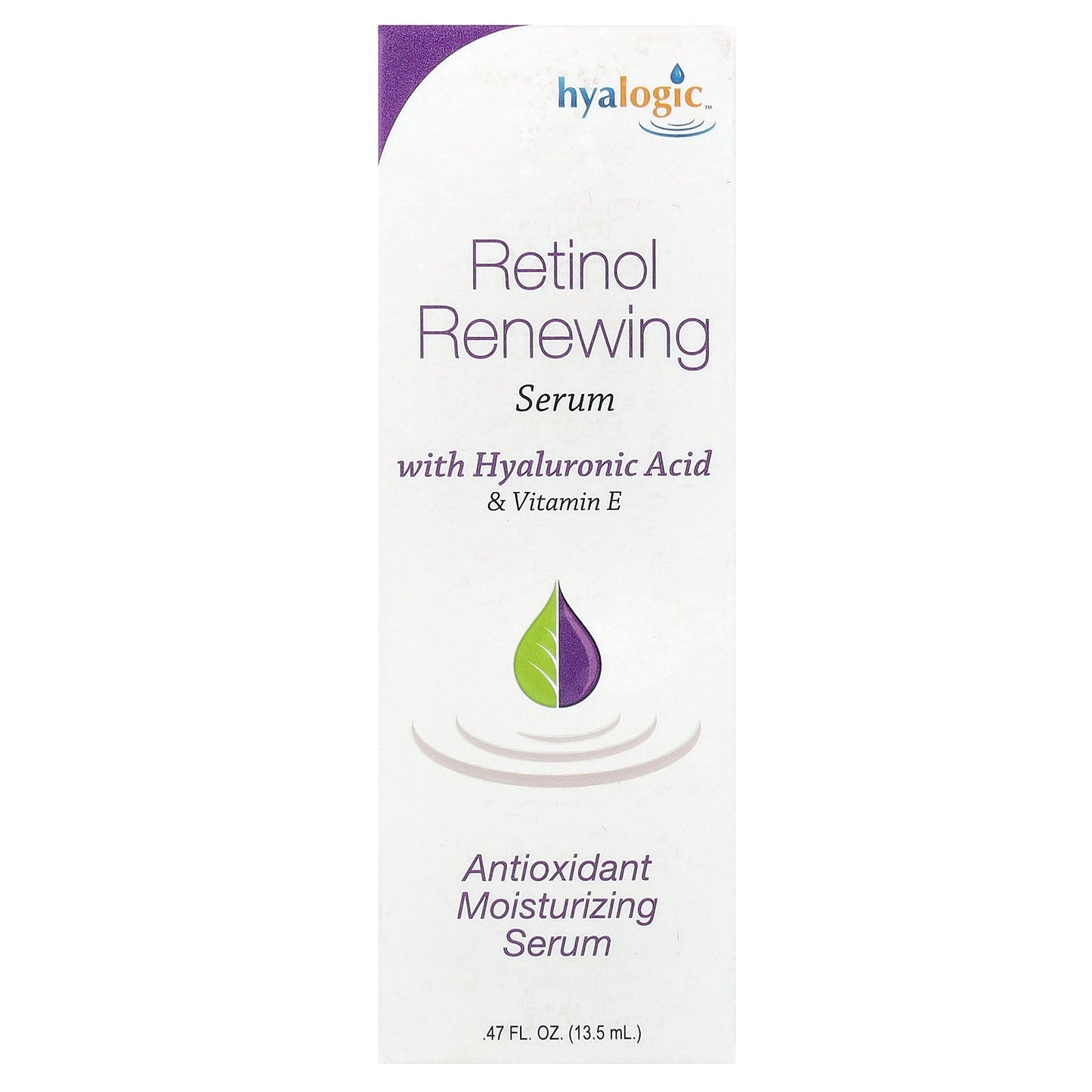 Hyalogic, Retinol Renewing Serum with Hyaluronic Acid & Vitamin E, Fragrance Free, 0.47 fl oz (13.5 ml)