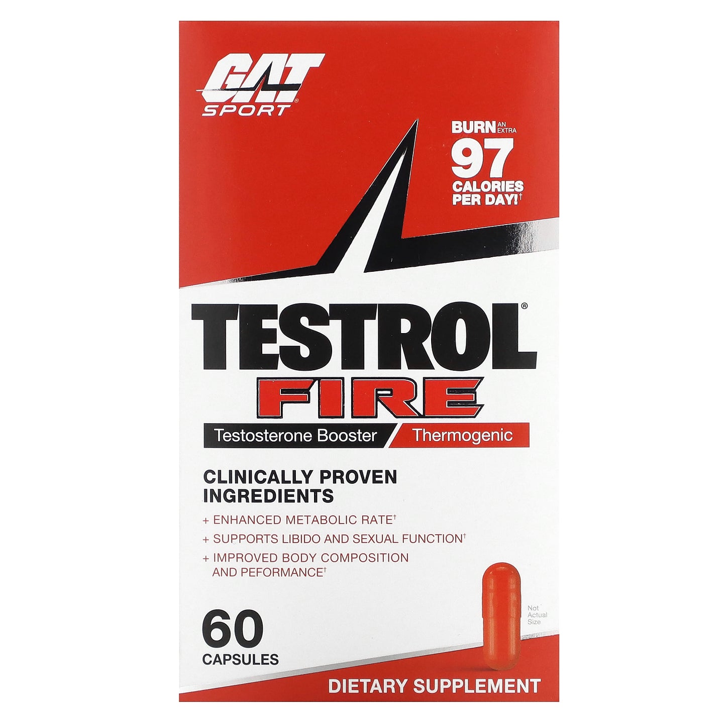 GAT, Testrol Fire, Testosterone Booster, Thermogenic, 60 Capsules