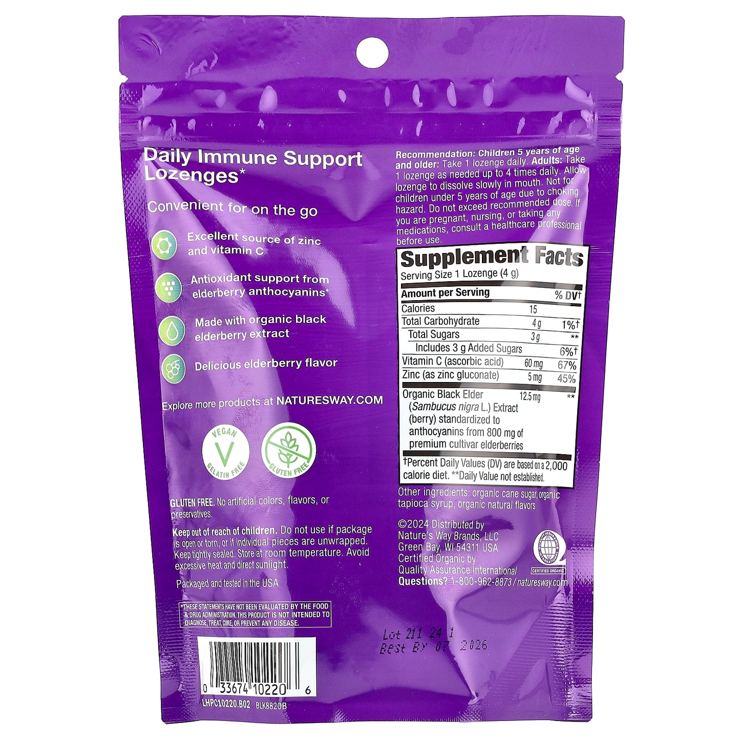 Nature's Way, Sambucus® Elderberry, Immune Lozenges, Original Elderberry, 24 Lozenges