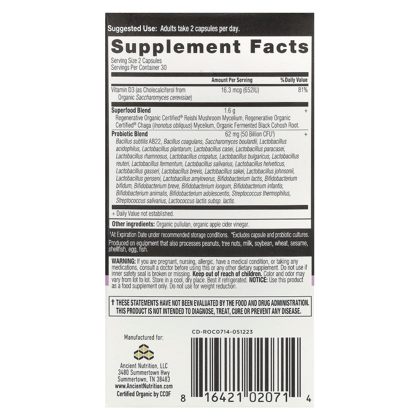 Ancient Nutrition, Menopause Support Probiotics, 50 Billion CFU, 60 Capsules