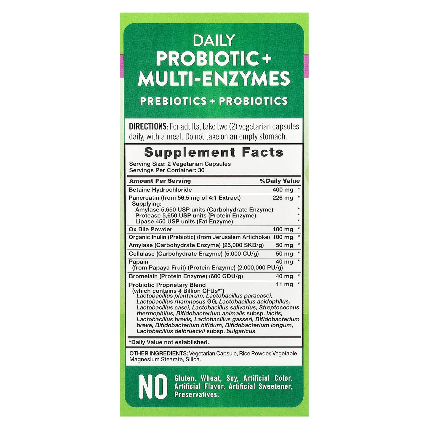 Nature's Truth, Daily Probiotic + Multi-Enzymes, 60 Vegetarian Capsules