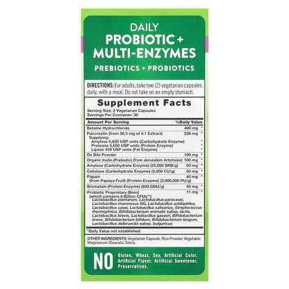 Nature's Truth, Daily Probiotic + Multi-Enzymes, 60 Vegetarian Capsules