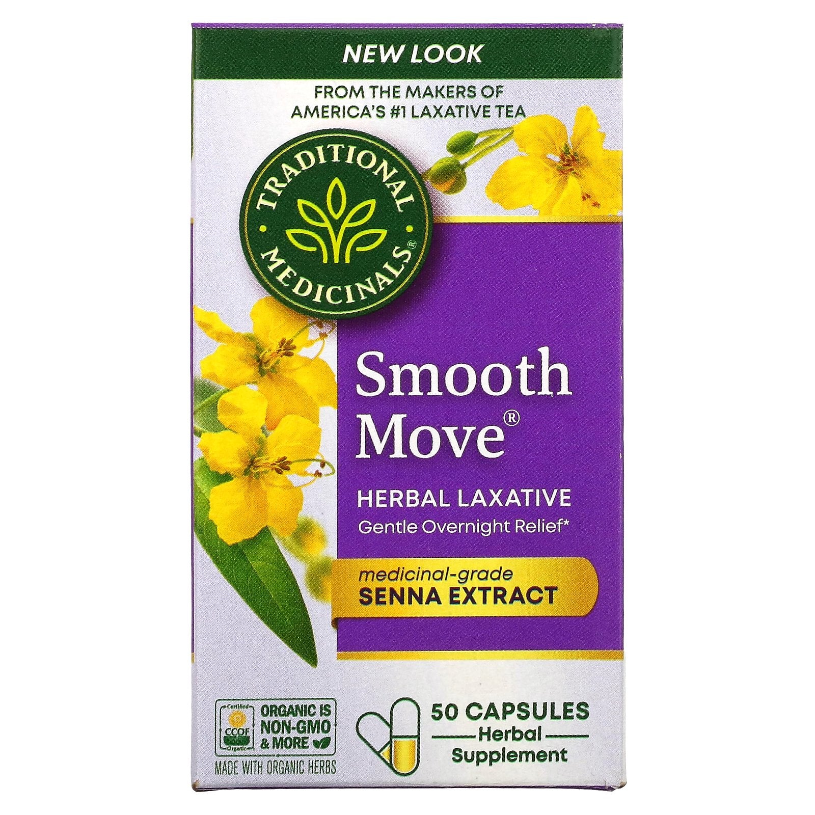 Traditional Medicinals, Smooth Move Capsules, Senna, 50 Capsules