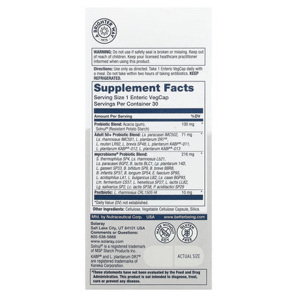 Solaray, Mycrobiome®, Complete Probiotic, Adult 50+, 30 VegCaps