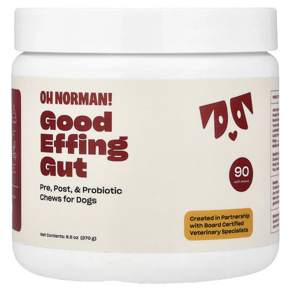 Oh Norman, Good Gut, Pre, Post, & Probiotic Chews for Dogs, 90 Soft Chews, 9.5 oz (270 g)