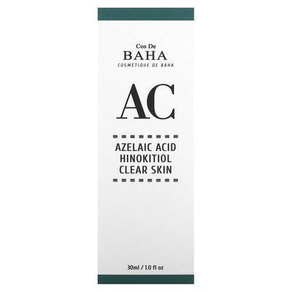 Cos De BAHA, AC, Azelaic Acid Hinokitiol Clear Skin, 1 fl oz (30 ml)