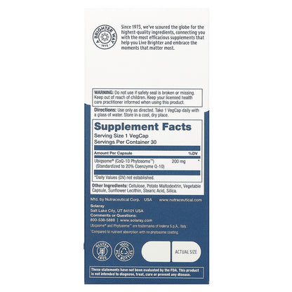 Solaray, COQ-10 Phytosome, 200 mg, 30 Vegcaps