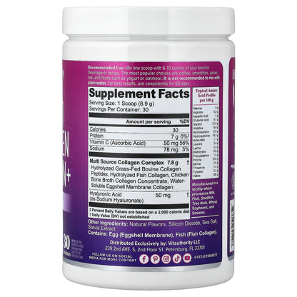 Vitauthority, Multi Collagen Protein+, Vanilla, 9.42 oz (267 g)