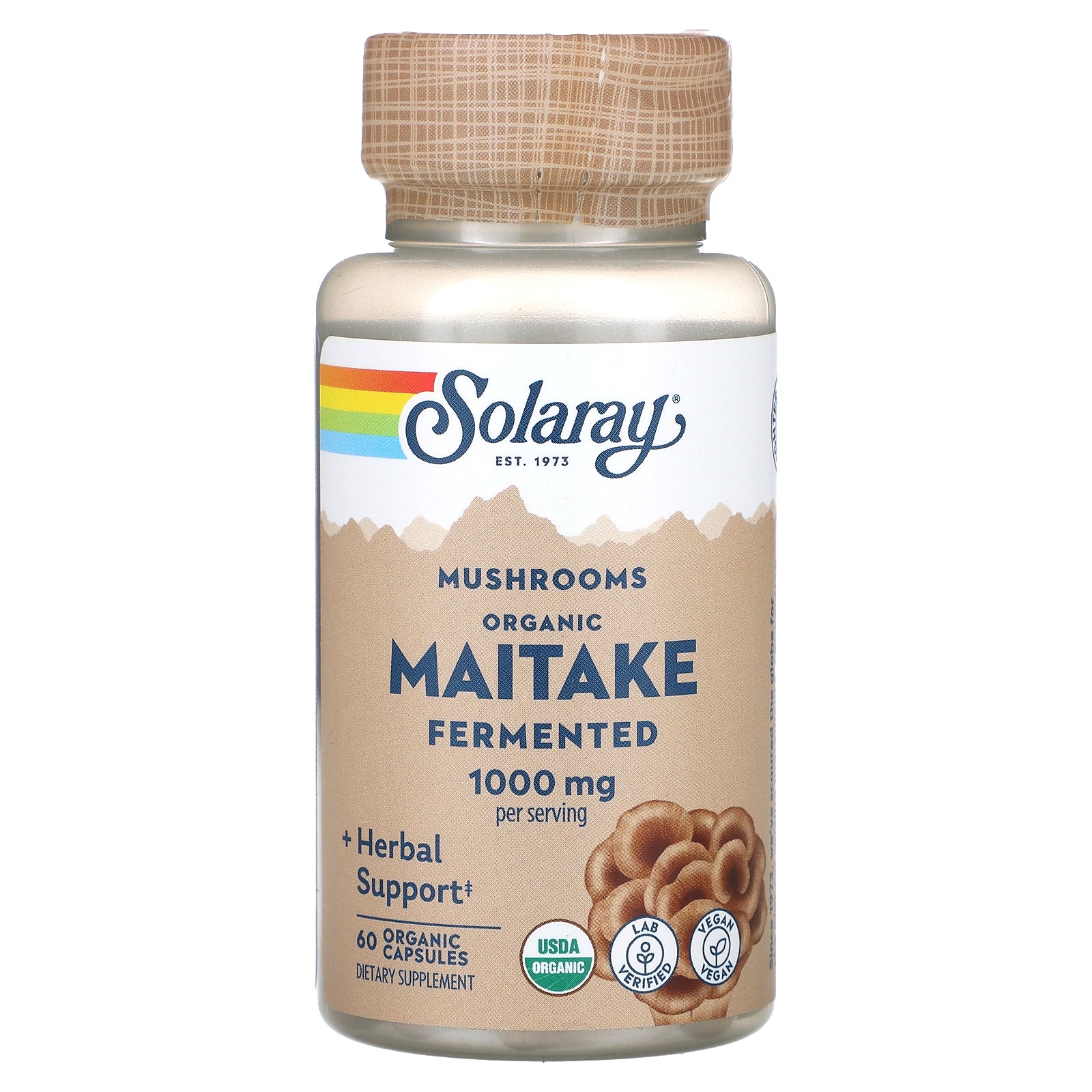 Solaray, Organic, Fermented Maitake Mushrooms, 1,000 mg, 60 Organic Capsules (500 mg per Capsule)