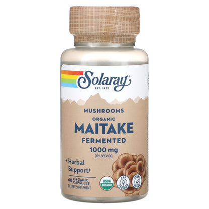 Solaray, Organic, Fermented Maitake Mushrooms, 1,000 mg, 60 Organic Capsules (500 mg per Capsule)