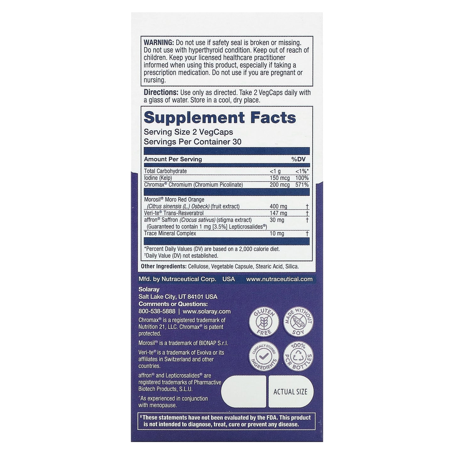 Solaray, Her Life Stages, Postmenopause, 60 VegCaps
