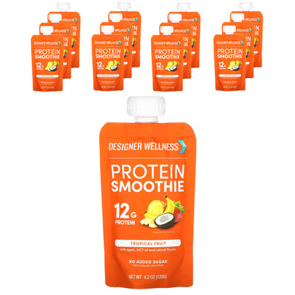 Designer Wellness, Protein Smoothie, Tropical Fruit, 12 Pack, 4.2 oz (120 g) Each