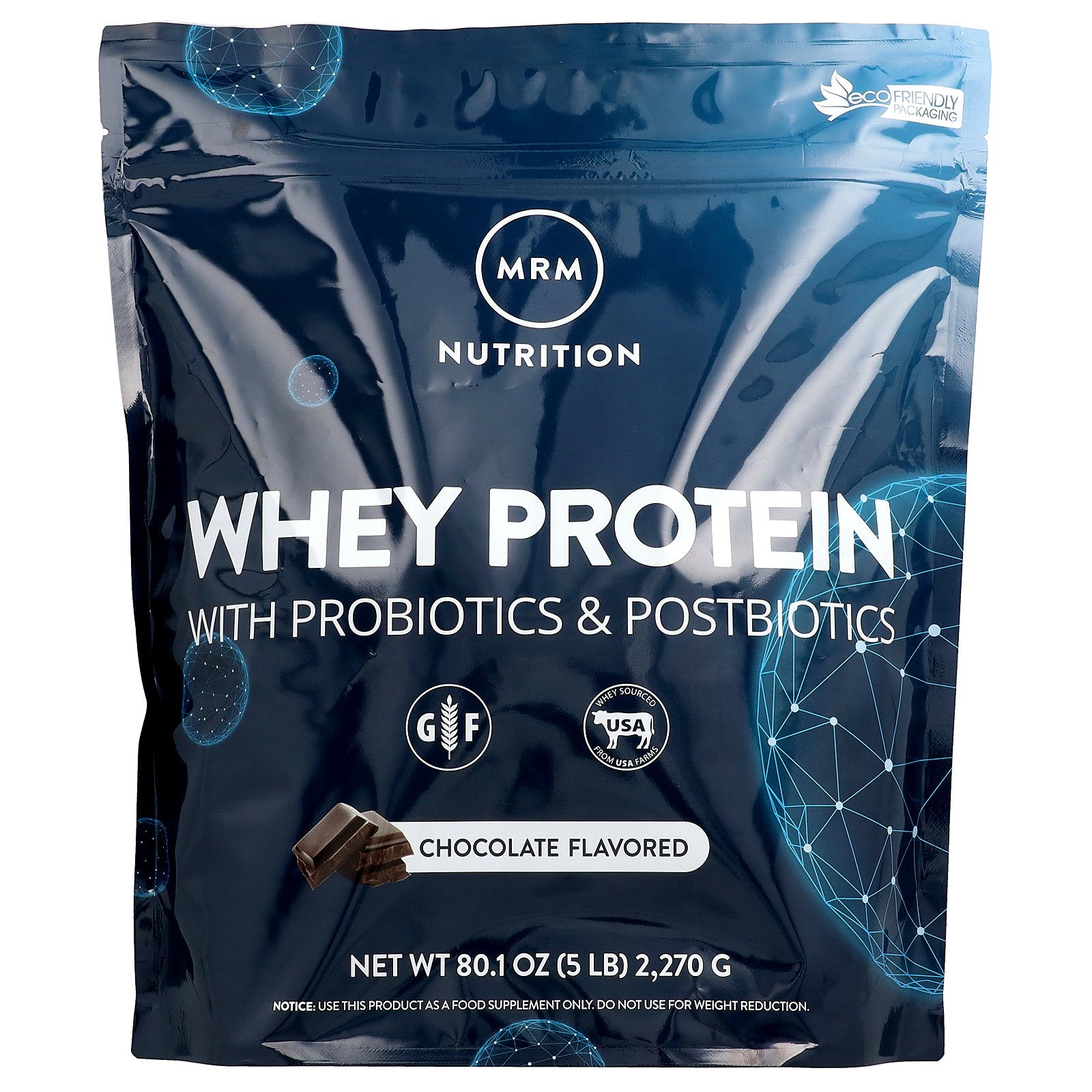 MRM Nutrition, Whey Protein with Probiotics & Postbiotics, Chocolate, 80.1 oz (2,270 g)